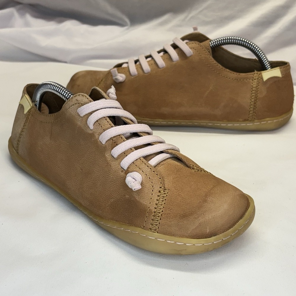Camper Peu Cami Sneakers EU 38 W US 7.5 M 6 Tan Calfskin Leather Elastic Lace